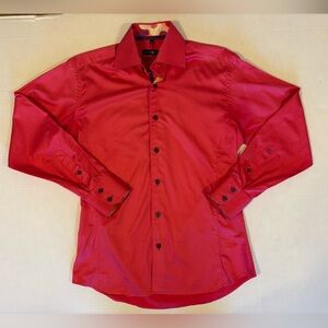 Stone Rose Red River Collection pink long sleeve button down top size small